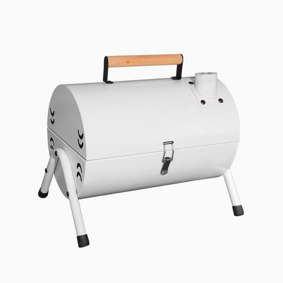 Buiten barbecue kachel draagbare cilindrische dubbelzijdige houtskool barbecuefornuis