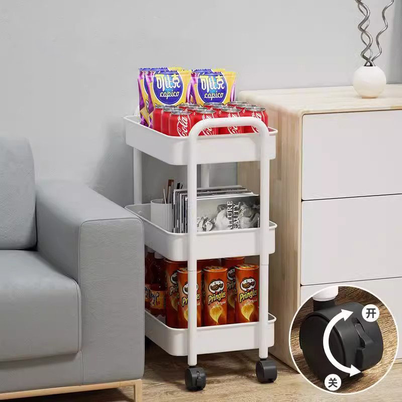 Vloer multi-tier dubbele handgreep mobiele trolleyplank